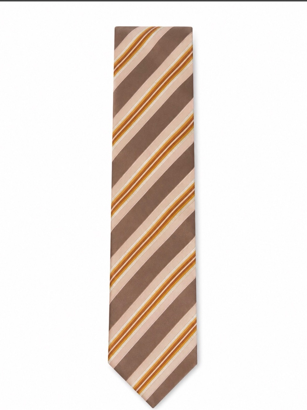 Ermenegildo Zegna Diagonal Stripe Tie in Brown, Cream & Mustard